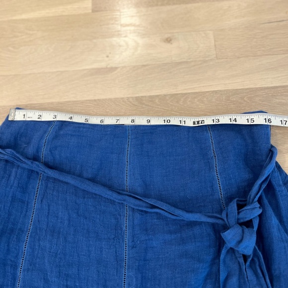 Brora Blue Linen Tie-Waist Skirt - Women size large - Picture 3 of 5